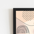Abstrato Minimalista Arte Bege Quadro Moldura Preta 60x40cm