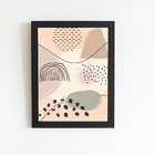 Abstrato Minimalista Arte Bege Quadro Moldura Preta 60x40cm