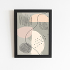 Abstrato Minimalista Bege Arte Quadro Moldura Preta 60x40cm