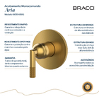 Acabamento Monocomando De Chuveiro Aria Dourado Escovado
