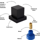 Acabamento P/ Registro Quadrado 3/4 Metal Preto Docol