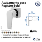 Acabamento Registro Base Deca 3/4" Bold 509bl370 Preto Brilha