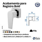 Acabamento Registro Pequeno 3/4 Bold Cromado Fani