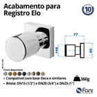 Acabamento Registro Pequeno 3/4 Elo Preto Brilhante Fani