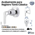Acabamento Registro Pequeno 3/4 Túnis Clássica Gold Fani