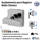 Acabamento Registro Pequeno Bella Clássica Preto Fosco Fani