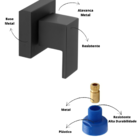 Acabamento Registro Quadrado Padrão Docol Preto Barcelona