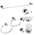 Acessório Banheiro 6 Peças Aço Inox E Vidro Cromado Mg114