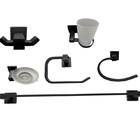 Acessório Banheiro 6 Peças Aço Inox E Vidro Preto Mg115