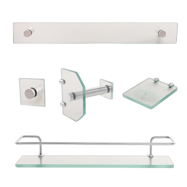 Acessório Banheiro Kit 5 Peças Em Vidro