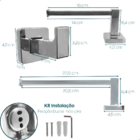 Acessórios Banheiro Cromado Inox Papeleira Gancho Toalheiro