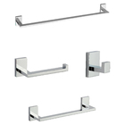 Acessórios De Banheiro Cromado Quadrado Slim Inox Kit 4 Peças