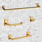 Acessórios De Banheiro Dourado Quadrado Slim Inox Kit 4 Peças
