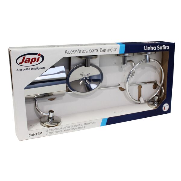 Acessórios De Banheiro Metal Aço Inox Japi C 5 Peças Safira
