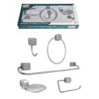 Acessórios De Banheiro Metal Japi Com 5 Peças Lótus Quadrado