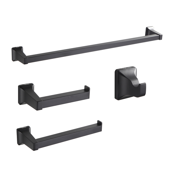 Acessórios De Banheiro Preto Fosco Linha Luxo 4 Pçs Parede