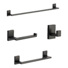 Acessórios De Banheiro Quadrado Slim Inox Kit 4 Peças Preto