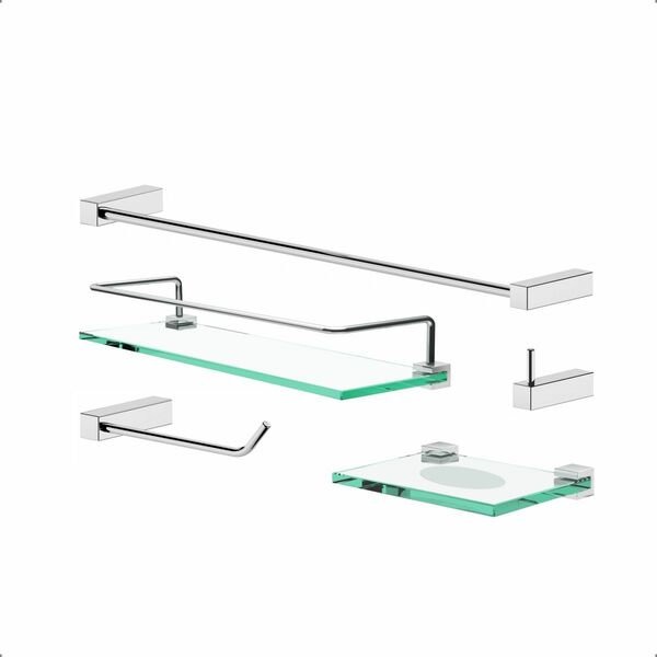 Acessórios Kit para Banheiro Cromado Polido 5 Peças Troia