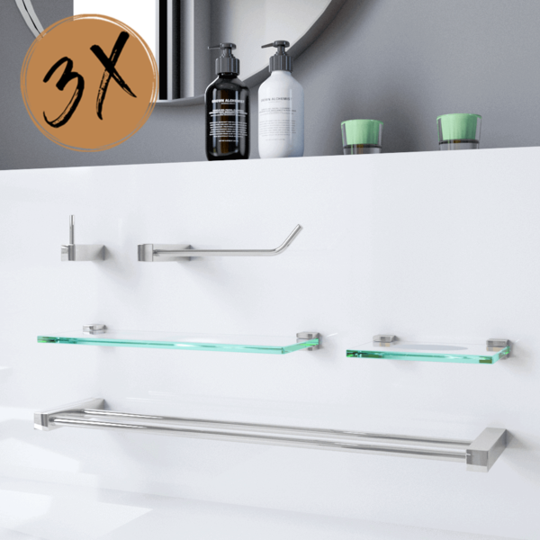 Acessórios Para Banheiro 3 Kits (15 Peças) 801pk3 Prátika