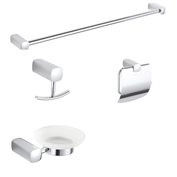 Acessórios Para Banheiro 4 Peças Cromado Toalheiro Saboneteir