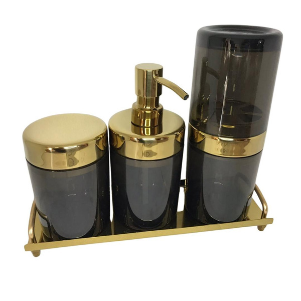 Acessorios Para Lavabo Dourado E Preto Fineza