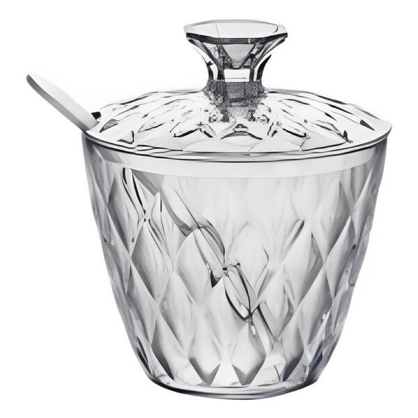 Açucareiro Com Colher Glamour Estilo Cristal Para Hora Do Caf