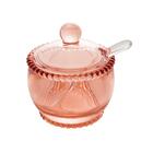 Açucareiro Com Colher Wolff Pearl De Cristal Rosa 10cm X 8cm