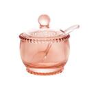 Açucareiro Com Colher Wolff Pearl De Cristal Rosa 10cm X 8cm