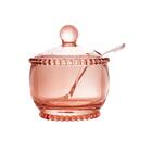 Açucareiro Com Colher Wolff Pearl De Cristal Rosa 10cm X 8cm