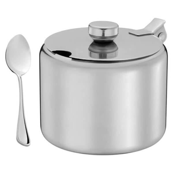 Açucareiro Com Tampa E Colher Em Aço Inox 250ml