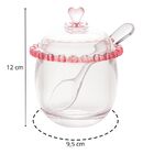 Açucareiro De Cristal Transparente Com Detalhes Coração Rosa