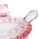 Açucareiro De Cristal Transparente Com Detalhes Coração Rosa