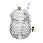 Açucareiro De Vidro Canelado C/colher Lovely Bee Transparente