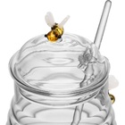 Açucareiro De Vidro Canelado C/colher Lovely Bee Transparente