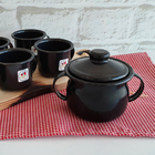 Açucareiro Esmaltado Ágata 500ml Porta Açúcar Com Tampa E Alç