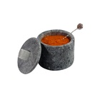 Açucareiro Farinheira Gourmet Pedra Sabão Com Colher P 7cm