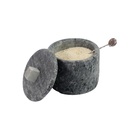 Açucareiro Farinheira Gourmet Pedra Sabão Com Colher P 7cm