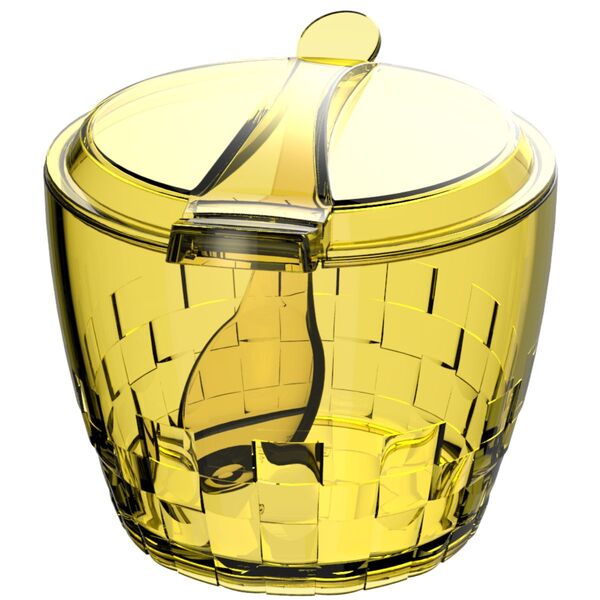 Açucareiro Plástico Com Colher Trama 500g - Colors - Amarelo