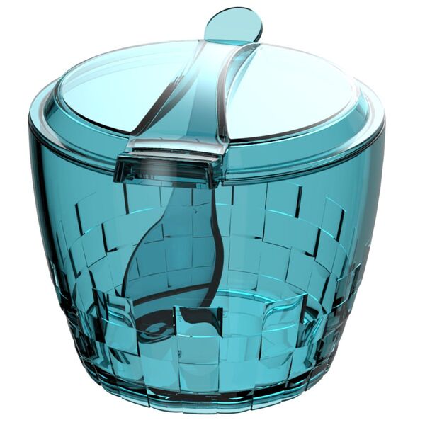 Açucareiro Plástico Com Colher Trama 500g - Colors - Azul