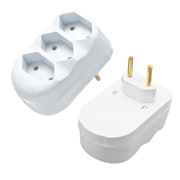 Adaptador 3 Saidas 2p Reto Branco com Inmetro