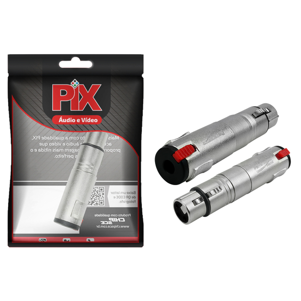 Adaptador Canon Xlr Fêmea X Jack P10 Fêmea Emenda Conector C/