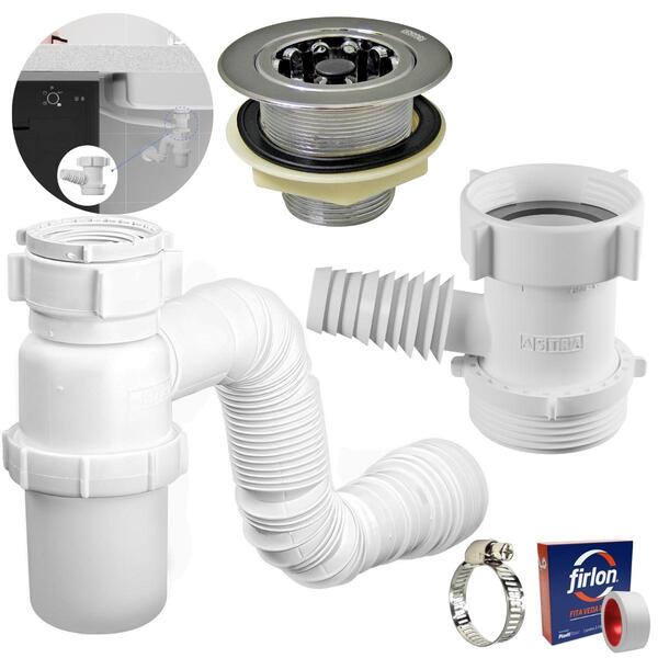 Adaptador Para Máquina De Lavar Louça + Válvula Americana + Sifão Copo ...