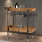 Adega/ Carrinho Dubai Base Em Aço Industrial E Tampo Em Madei
