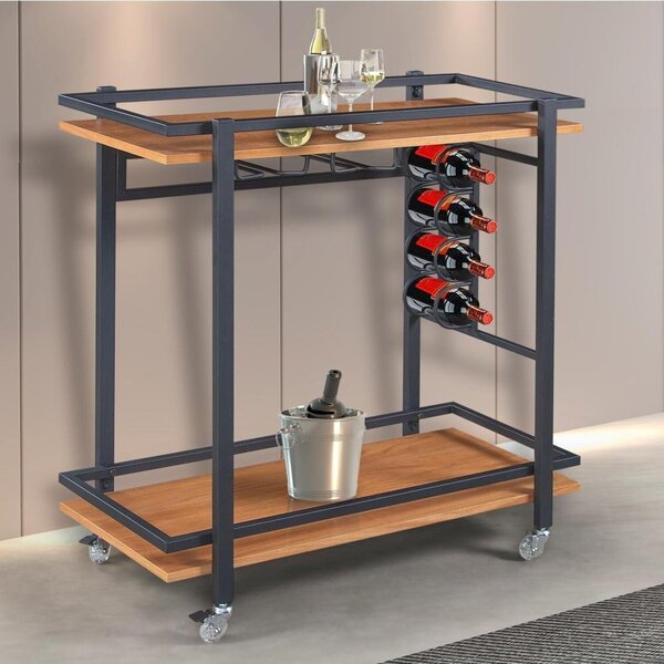 Adega/ Carrinho Espanha Base Em Aço Industrial E Tampo Em Mad