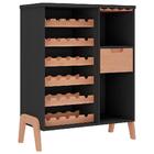 Adega Bar 30 Garrafas E Suporte Taças Bf1015 Grafite Pinus Hec