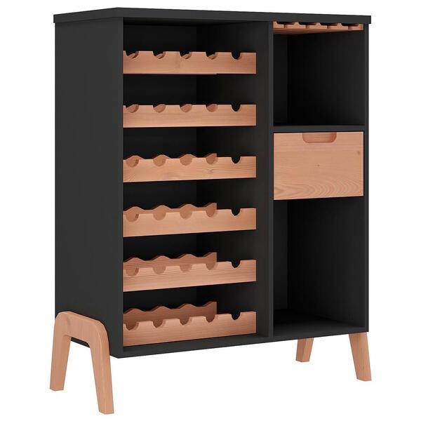 Adega Bar 30 Garrafas E Suporte Taças Bf1015 Grafite Pinus Hec