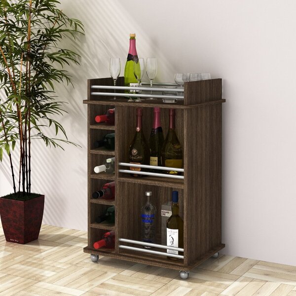 Adega Bar Para 6 Garrafas 3 Prateleiras Ibiza  Carvalho