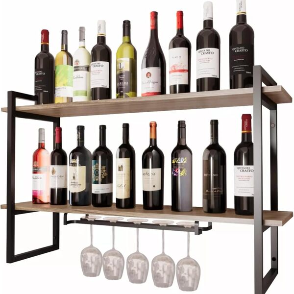 Adega Bar Prateleira Nicho Industrial Suporte Taça Mdf Qualid