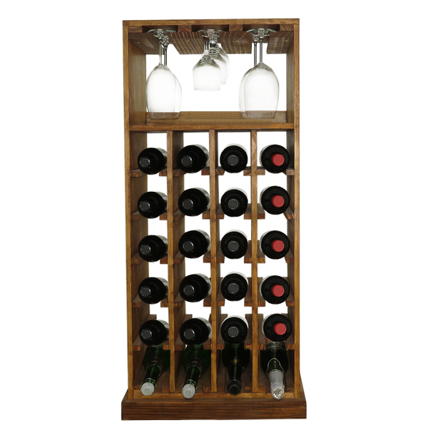 Adega De Chão Rústica P/ 24 Garrafas Suporte Taças Madeira