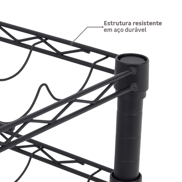 Adega de Metal Preta Line 47x60x35, da Spaceo